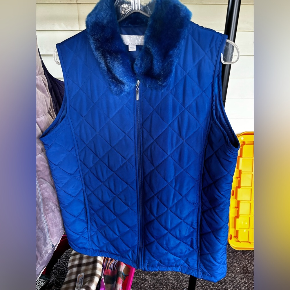 Carolyn Taylor Royal Blue Faux Fur vest